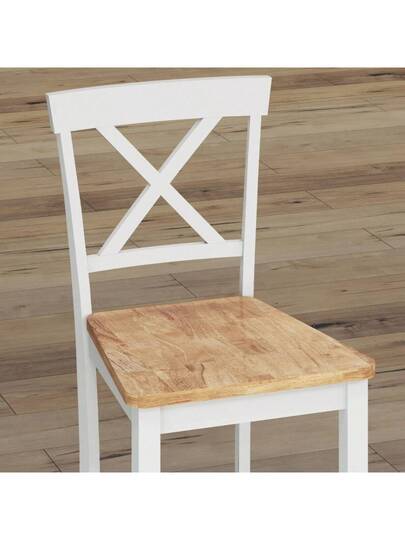 HOMCOM Set Of Bar Stools Backrest Footrest, Rubberwood, Kitchen, Dining Room, Bar, Oak+White view 8