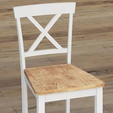 HOMCOM Set Of 2 Bar Stools With Backrest And Footrest, Rubberwood, For Kitchen, Dining Room, Bar, Oak+White - 1 - 查看 6