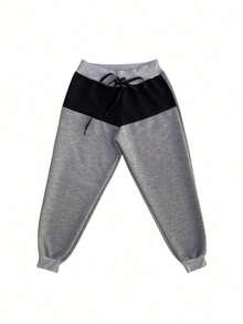 Set Of 4 Two-Tone Fleece Pants For Children, Unisex, Girls And Boys, For Winter - 灰色 - 查看 4
