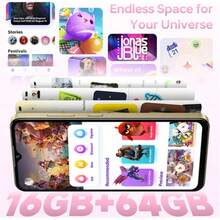 OUKITEL C5 Unlocked Smartphone, 16GB (4+12)GB RAM + 64GB ROM, 6.52" Waterdrop Screen, 5000mAh Battery, 13MP Camera, 4G Dual SIM Dual Standby Android Phone With Face Unlock/3.5mm Headphone Jack/GPS/Bluetooth 5.0 - Gold - View 7