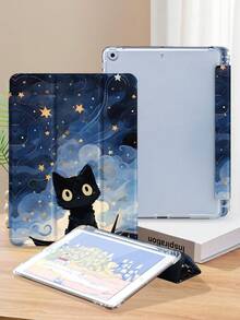 星空下的黑猫平板电脑保护套，兼容 iPad 9.7/10.2/10.5/10.9/12.9/Pro 11（第十代）、Galaxy Tab S6 Lite 10.4 英寸、Kindle Paperwhite 第十二代（2024 年款）、Kindle 第十一代（2022 年款），提供轻柔的防震保护，支持智能支架/自动唤醒/睡眠功能 - 彩色 - 查看 4