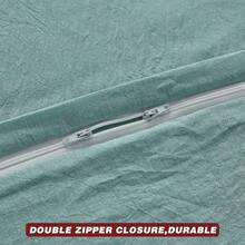 Duvet Covers SetsFACE TWO FACE - Juego de funda de edredón 100 % algodón lavado con textura transpirable duradera suave cómoda King azul polvorientoDuvet Covers Sets - Azulempolvado - Ver 5