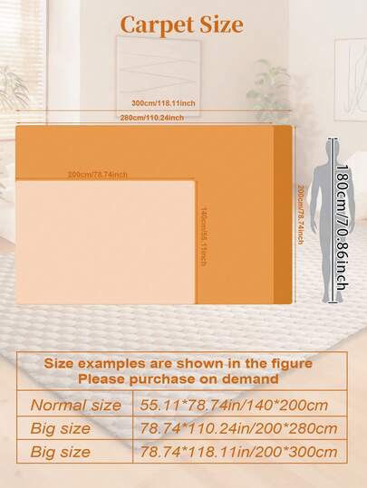 1pc Thick Textured Living Room/Bedroom Carpet, Upgraded Beige Turtle Back Material, Moderne Minimalist Nordic Fluffy Indoor ative Rug, Com Tafel Crème Aesthetic Room ation, Easy Maintenance, All Season view 5