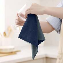 12 Pack Kitchen Dish Cloths (10 X 10 Inches, Cream Yellow), Super Soft And Absorbent Coral Velvet Dish Towels, Nonstick Oil Fast Drying Microfiber Cleaning Cloth, No Lint Household Dishcloths, 2025 - 深灰色和海軍藍 - 查看 4