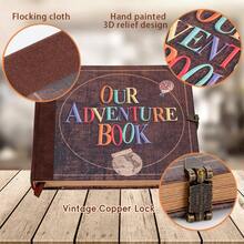 Our Adventure Book Scrapbook Travel Diary Photo Book 146 Page 19.5x7.7inch DIY Photo Album, Retro Vintage Souvenirs, Kraft Paper Journal Scrap Book Kit For  Couples Travel Memory Wedding Anniversary Travel Writing Gift Baby & Friend Gifts, Heartfelt Present  Friend Birthday Gift Valentine's Day Gift - Chocolate Brown - View 6