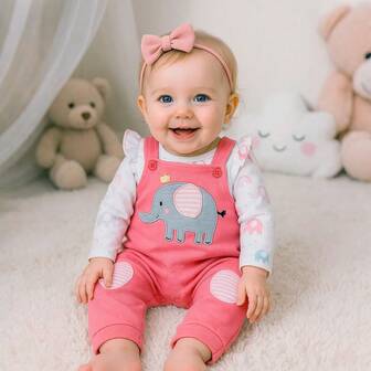 Conjunto de 2 piezas: falda de porteo para bebé y camiseta con estampado de elefante