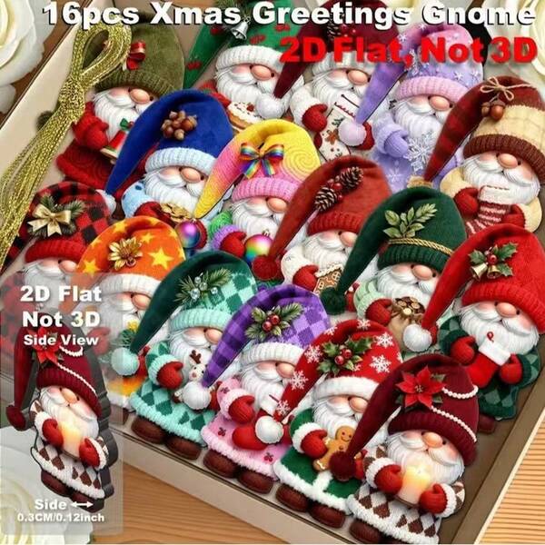 32 weihnachtliche Zwergenornamente, Baumspitzenornamente aus Holz, Weihnachtsmann, Rentier, Schneemann, Weihnachtsbaumschmuck