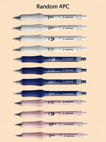 4支装人体工学凝胶笔，笔握柔软，中号笔尖，速干黑色墨水，书写流畅，适合日记和办公使用，可爱卡通设计，是理想的母亲节礼物。 - 彩色 - 查看 12