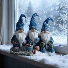 Festliche Weihnachts-Wichtel Acryl Tischdekoration - 3 Wichtel, geeignet für Schlafzimmer, Küche, Büro, Garten, Innen- und Außenbereich