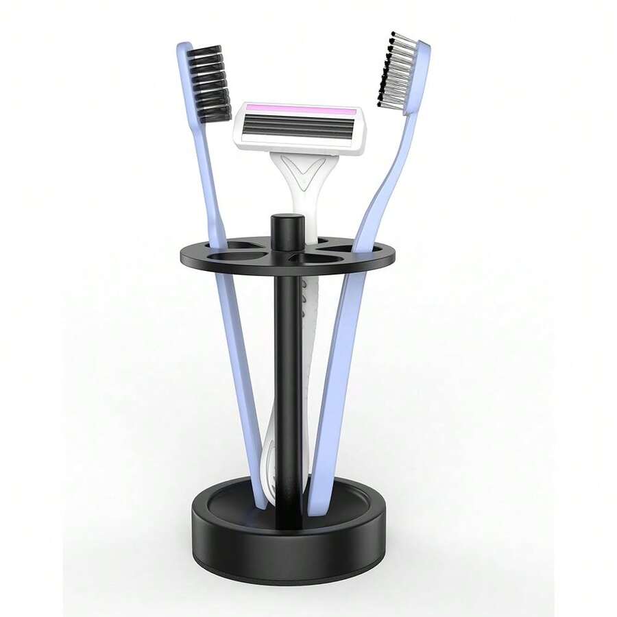Black Toothbrush Holder Stand For Bathroom, Small Tooth Brush Holder Organizer Storage Caddy For , Modern Cute Vanity Countertop Accessories Decor For Farmhouse Dorm{Inchcolorinch:InchBlackinch} - 黑色 - 查看 1