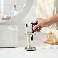 Brushed 18/8 Stainless-Steel Toothbrush Holder Stand: Rustproof Bathroom Countertop Organizer, 4 Ventilated Slots Hold Manual Toothbrushes, Razor, Toothpaste Tube, Non‑Slip Compact Sink Caddy{Inchcolor_nameinch:InchSilverinch} - Silver - View 4