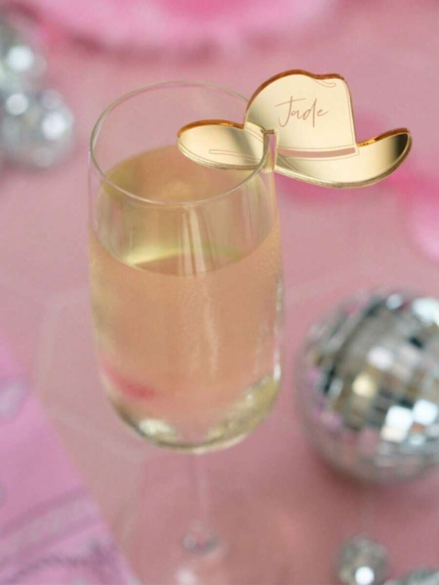 4.5cm Disco Cowgirl Bachelorette Party Hen Party Decorations Hens Drink Toppers Names Last Rodeo Lets Go Hen Cow Disco Ball Last Rodeo Christmas Party Wine Label Ornaments - Multicolor - View 1