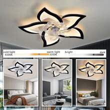 Ceiling Fans With Lights Remote Control, 27" 6 Speeds 3 Light Color Low Profile Flush Mount Ceiling Fan For Kitchen Bedroom - 黑色 - 查看 9