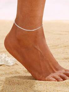 1pc Women's Shiny Chain Anklet Jewelry, Friendship Beach Foot Decoration Leg Chain - An Anklet - View 4