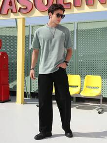 Logeqi® Jeans Vaqueros Lavados Versátil Baggy De Hombre - Negro - Ver 7