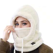 2025 New Winter Fleece Ski Mask For Women And Men, Windproof Warm Drawstring Face Cover Hat