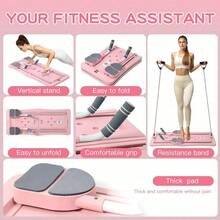 Foldable Fitness Board/Multifunctional Abs Training Board Foldable Home Pilates Training Board Equipped With Kneeling Pad And Timer For Abdominal And Core Strength Training Multifunctional Abs Training Board/Full Body Equipment Trainer With Elbow Support. Multifunctional Abs Training Board For Abdominal And Core Strength Training. Pink, Black, Purple/Halloween/Christmas/Thanksgiving//Valentine's Day Can Send Fitness Exercise - Multicolor - View 2