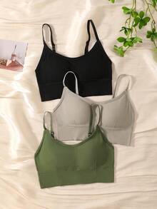 Set de 3 sujetadores deportivos sin espalda y sin aros para mujer, aptos para uso al aire libre - Multicolor - Ver 2