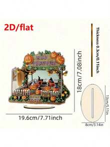 2D/Flat 1pc Halloween Funny House Pattern Diamond Painting Art Stereo Ornament, Diamond Drawing Art Stereo Plaque Ornament, DIY Handcraft Wooden Adult Birthday Gift, Home Decor, Halloween Gift