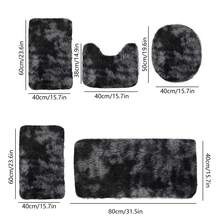 Five-Piece Tie-Dyed Long-Haired Fiber Bathroom Floor Mat Carpet Suit, Soft And Absorbent, Comfortable Feet, Suitable For Bathrooms, Showers, Doorways And Other Areas - 黑色 - 查看 3