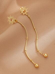 1 par de pendientes colgantes con borlas de cuentas de girasol hueco minimalista de lujo, pendientes de mujer, adecuados para uso diario, fiesta, vacaciones, regalo para amigos, familia, parejas, joyería