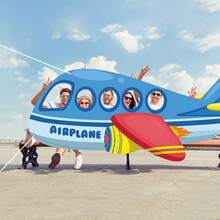 Airplane Shaped Photo Prop, Self-Portrait Frame, Large Airplane Photography Backdrop Curtain, Helicopter Airplane Themed Photo Booth Props, Suitable For Birthday Party Decorations - Multicolor - View 5