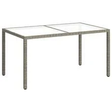 vidaXL Gartentisch 150x90x75 Cm Hartglas Und Poly Rattan Grau - Grey - View 2
