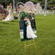 ZHFEISY 50 In Tall Gold Easel Stand For Sign, Posters, Adjustable Metal Display Easel Stand With Bow Top, Portable Art Easel, Foldable Freestanding Welcome Sign Stand For Wedding (1PCS 16.34x50 In) - 41.5*60*127cm - View 4