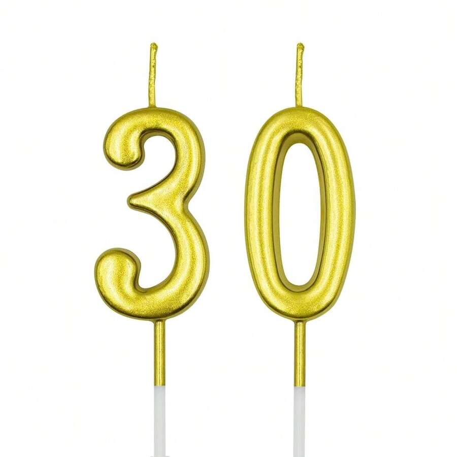 30th Birthday Candles, Gold NFUmberss 30 Candle For Cake, Happy Birthday Cake Topper Decoration For Birthday Anniversary Celebration Party Supplies{Inchcolor_nameinch:InchGoldinch} - 金色 - 查看 1