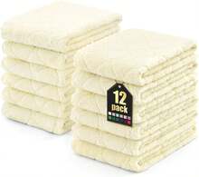 12 Pack Kitchen Dish Cloths (10 X 10 Inches, Cream Yellow), Super Soft And Absorbent Coral Velvet Dish Towels, Nonstick Oil Fast Drying Microfiber Cleaning Cloth, No Lint Household Dishcloths, 2025 - 奶油黃 - 查看 12