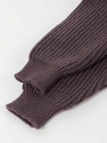1pc Girls/Teens Casual Loose Comfortable Outdoor Thick Knitted Long Sleeve Sweater, Autumn/Winter - 咖啡棕 - 查看 8