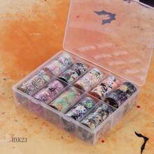 Snowflakes Nail Art Foils Transfer Stickers 10 Rolls Laser Holographic Nail Stickers Winter Xmas Snowman Designs Nail Foils Sky Starry Paper Transfer Adhesive Decals Women Nail Art - 樣式3 - 查看 3