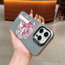 1 Funda Protectora Yuanqi Negra Floral con Letra Inglesa, Material PTPU, Resistente a Impactos, Recorte Preciso, Cobertura Completa, Compatible con Apple  6/7/8/X/11/12/13/14/15/16 Pro Max/16 Plus - Colores mixtos - Ver 3