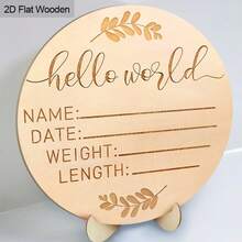 2pcs Baby Birth Wristbands&Baby Birth Announcement Sign Hello World Text With Wooden Tray,For Baby Shower Gender Reveal Party Pregnancy Announcement Birthday Party Nursery Decorations Christmas Decorations