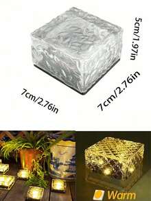 1/2/4/6/8个装户外太阳能仿真冰砖灯，太阳能楼梯灯/地灯，暖光室内装饰氛围灯，亚克力防水LED圣诞夜灯，户外太阳能圣诞灯，便携式户外安全照明灯，节日装饰灯，适用于派对、庭院、阳台、小路、车库、花园、农场、钓鱼、步行道、畜牧场、圣诞节、万圣节、返校礼物 - 暖白色 - 查看 8