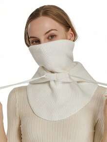 1顶男女通用加厚羊毛衬里拉法帽，带系带，针织保暖颈套面罩护耳帽，适合骑行，秋冬季 - 彩色 - 查看 5