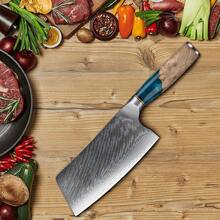 SSGP Cuchillo de carnicero,Cuchillo Chef Acero Damasco,cuchillos de cocina,Cuchillo de acero inoxidable de alto carbono para carne y verduras,forjado de alto carbono,cocina,comedor,exterior - Azul - Ver 3