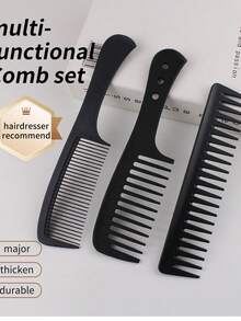 Black Large Toothed Comb, Wide Toothed Comb, Hair Salon Special Inner Buckle Plastic Anti-Static Pear Blossom Head Hair Comb, Smooth Hair Thick Comb
