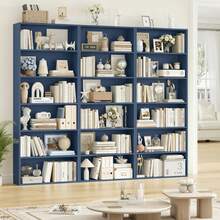 Furchen Librería, Estantería para Libros, Estanterias Almacenaje Madera, 6 niveles, para oficina, salón, estudio, 60x23,5x180cm - Azul - Ver 2