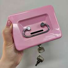 1pc Creative Portable Metal Key Lock Storage Box, Money Box, Adult Piggy Bank, Coin Bank, Cash Box, Cash Register (Random With Or Without Cardboard) - Multicolor - View 11