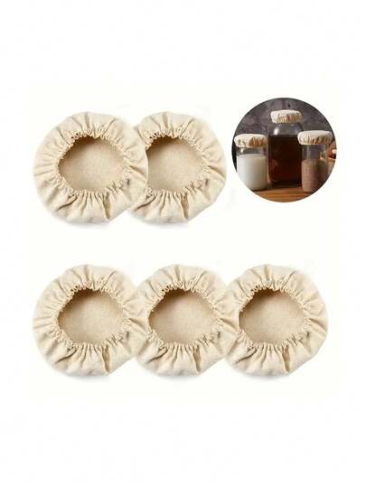 Couvercle de bocal de fermentation en paille de blé élastique, réutilisable et lavable. Convient pour le pain levain, le kombucha et le kéfir - un choix idéal pour l'organisation de la cuisine