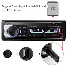 Car Radio Bluetooth JSD520,Car Radios Stereo FM Radio Audio Colorful Backlight MP3 Player,Without Battery - Black - View 4