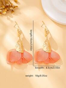 1 Pair Women's Fashion Earrings, Rose Flower Earrings, Jewelry Gift For Valentine's Day, Suitable For Spring/Summer Wear - Baby Pink - View 6