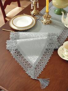 Vải 100% Polyester, ren thêu tinh tế, hòa tan trong nước, khăn trải bàn ăn nhà bếp, khăn phủ tủ, trang trí nhà cửa, tụ họp gia đình, trang trí ngày lễ, trang trí tiệc cưới trong nhà ngoài trời, 1 chiếc - Xám - Xem 5