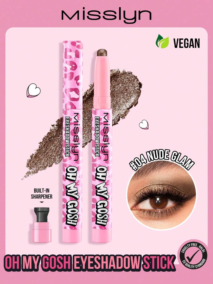 MISSLYN-OH MY GOSH 眼影棒，防水闪光眼影棒，质地柔滑，易于涂抹，完美贴合肌肤，显色度高，呈现透明珠光、闪光和金属光泽，持久防水，丝绒般柔滑的奶油质地眼影棒