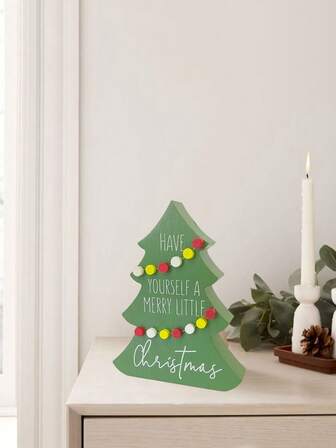 1 件精美木制圣诞树桌面装饰品，经典红色卡车木制标牌，节日装饰，带红鼻子的趣味驯鹿，节日房间装饰，圣诞装饰品/礼物