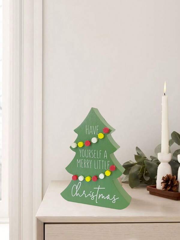 1 Stück eleganter Holz-Weihnachtsbaum Tischdekoration, klassisches rotes Holzschild mit Lastwagen für Feiertags-Dekoration, lustiger Rentier mit roter Nase für festliche Raumdekoration, Weihnachtsschmuck/Geschenke