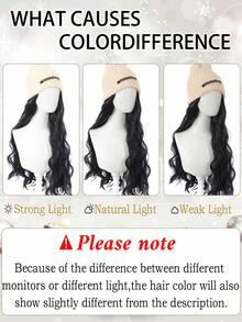 长卷波浪帽假发，合成纤维假发，带弹力针织帽假发 - 羊毛帽假发，高温丝，造型自然，适合日常佩戴，秋冬季基本保暖滑雪帽 - 彩色 - 查看 7