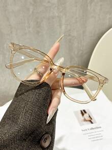 1pc Women Square Full Frame Ins Style Modern Simple Style All-Match Women Clear Glasses For Daily Life Reading Office Back-To-School Essentials Weekend Outfit Decoration Holiday Gift Suitable For All Face Shapes - Clear - View 10