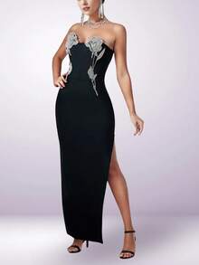 Vestido bandeau floral 3D sexy para fiesta